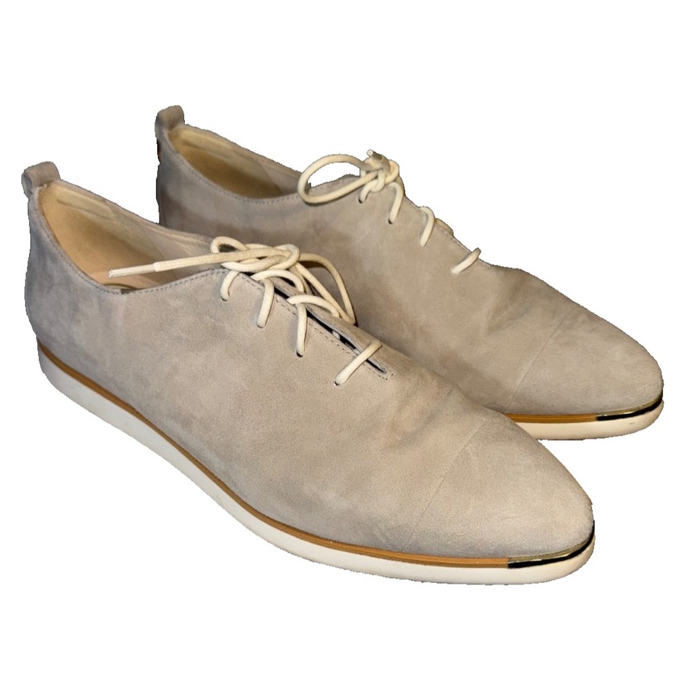 Cole Haan Grand Ambition Sz 11B Lace Up Paloma Water Resistant Suede Ivory shoe